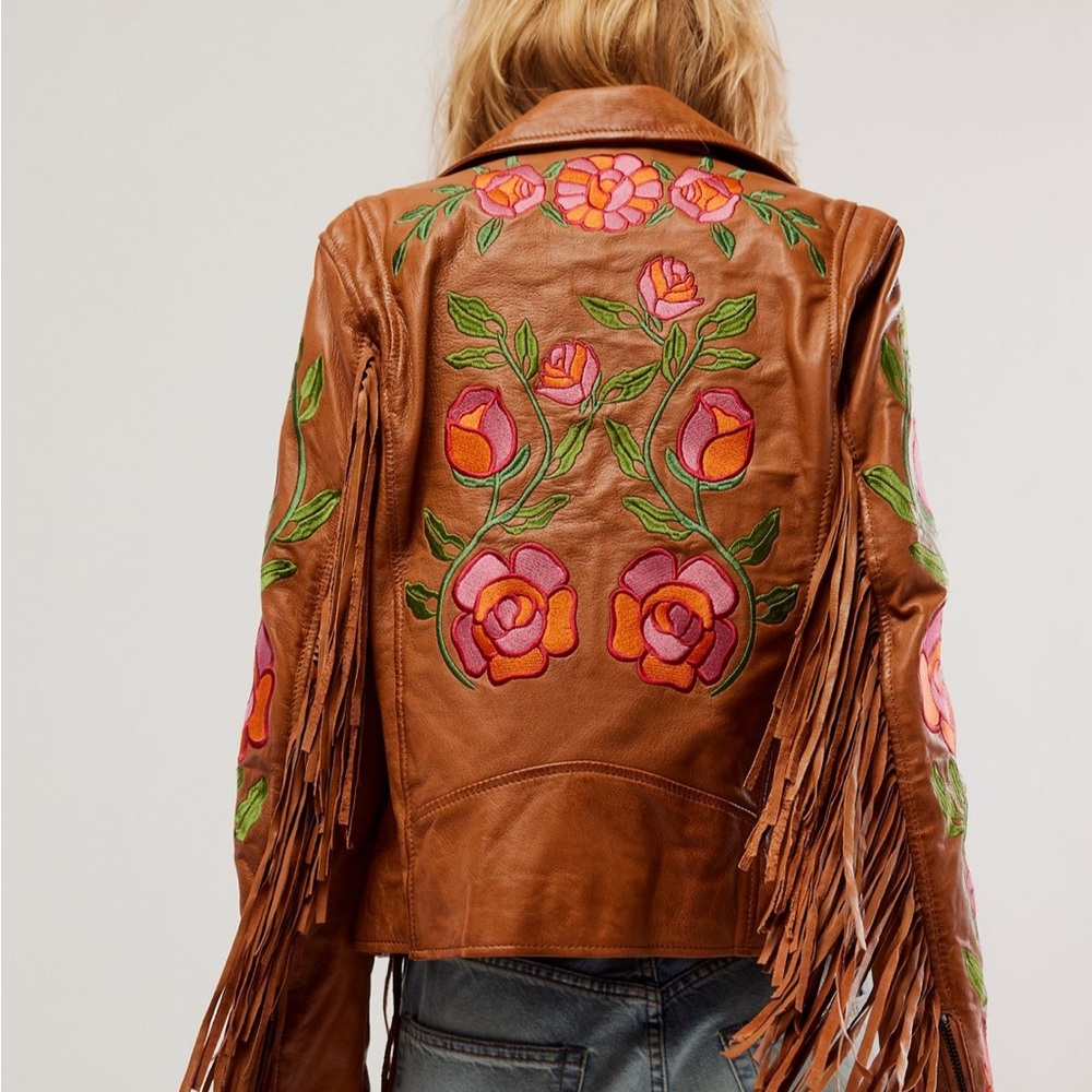 FP x Mauritius Crissy Floral Fringe Leather Jacket